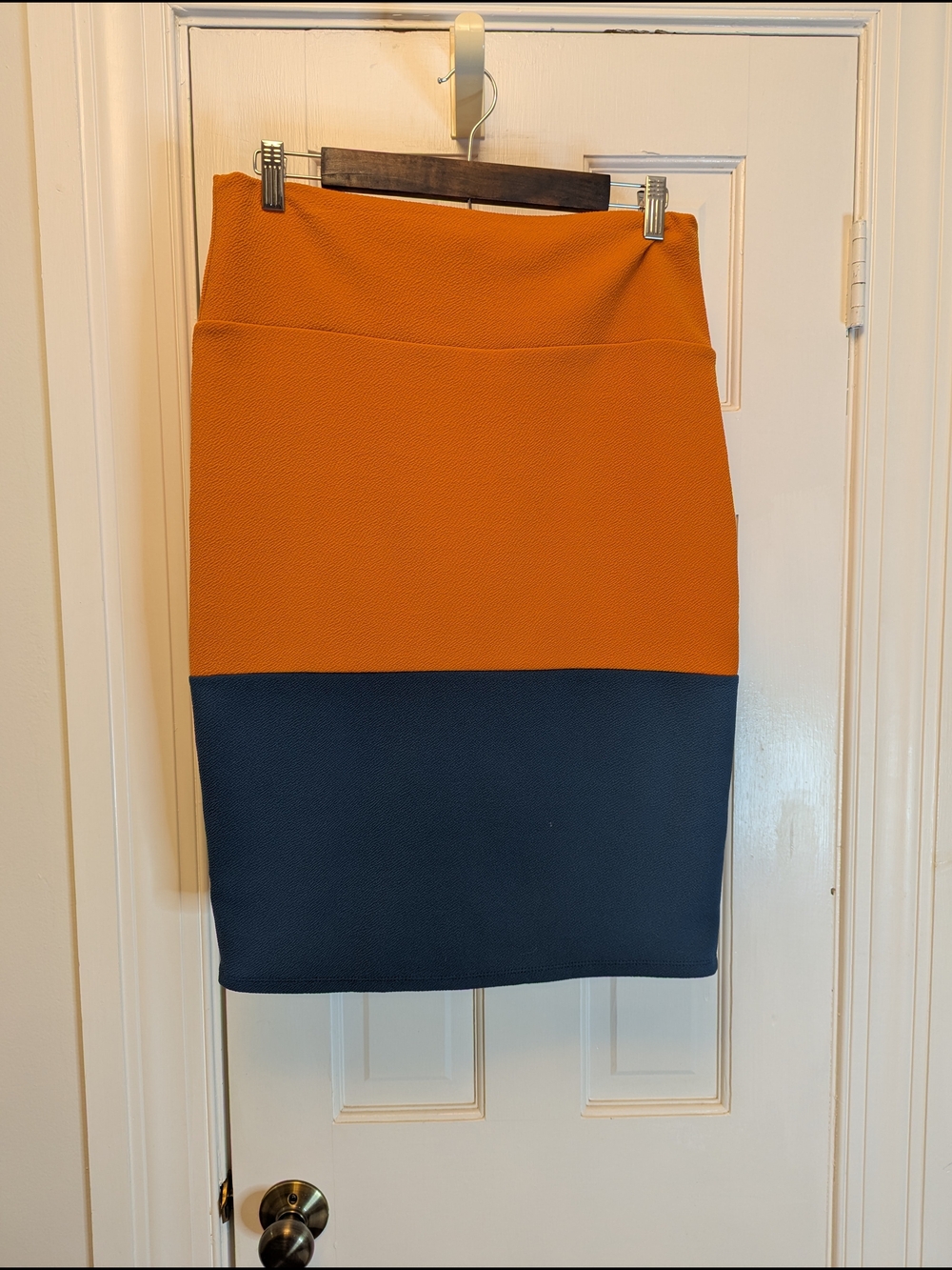 LuLaRoe Two-Tone Orange and Navy Pencil Skirt